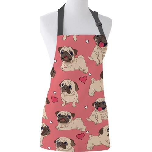 Animal Pink Pug Love Apron Adult Kids Bibs Home Cooking Baking Restaurant Kichen Aprons for Woman Cleaning Apron
