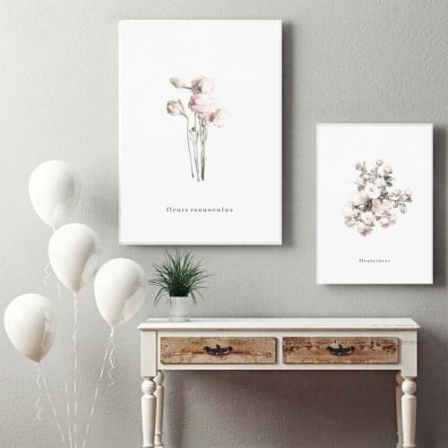 Pink Floral Roses Photo Poster Art Prints French Fleurs Flowers Pictures Modern Wall Art Canvas Painting Living Room Decoration