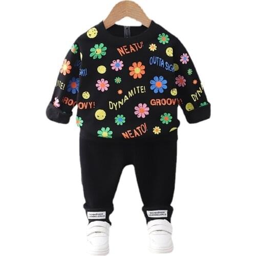 New Spring Autumn Children Sports Clothes Baby Boys Girl Printing T Shirt Pants 2Pcs/sets Kids Costume Toddler Cotton Tracksuits