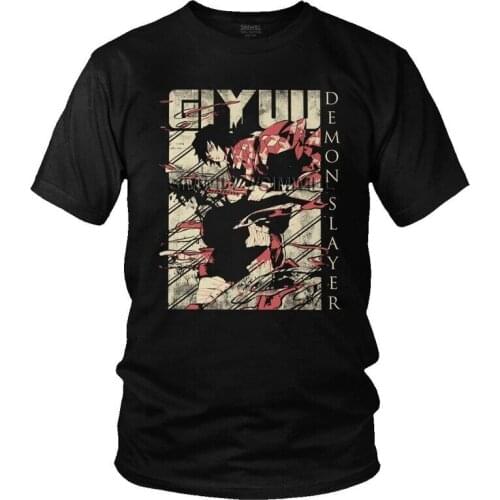 Kimetsu No Yaiba T-shirt Men Harajuku T Shirt Short Sleeve 100% Cotton Demon Slayer Giyu Tomioka Tshirt Urban Anime Tee Top