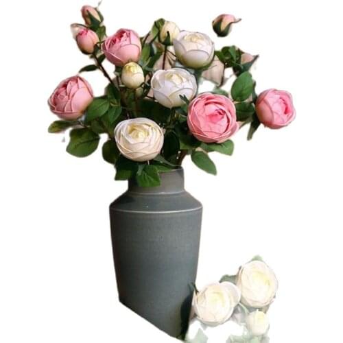 7Pcs Fake Single Stem hHerbaceous Peony (4 Heads/Piece) 27" Length Simulation Round Camellia for Wedding Centerpiece