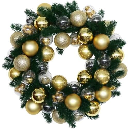 HOT SALE Artificial Christmas Ball Bubble Wreath With Pine Needles For Front Door Wall Window Farmhouse Home Decoration