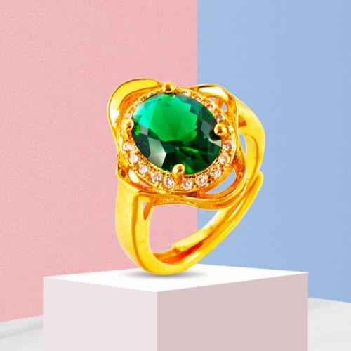 18K Gold Rings for Women Simulated Red Stone Gold Rings Zircon Gold Wedding Engagement Rings Wedding Fashion Jewelry Wholesale