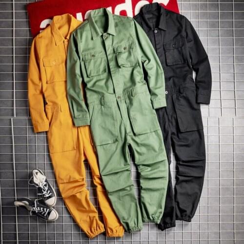 Men New Hip-hop overalls mens tide brand retro loose trend jumpsuit suit clothes overalls men fashion jumpsuit