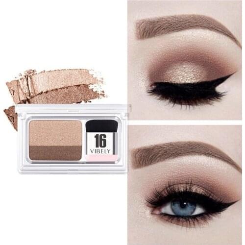 Eyes Makeup Cosmetics Magazine Lazy Eyeshadow Stamp Eye Shadow Double Color Shimmer Palette Waterproof Long Lasting Natural Nude