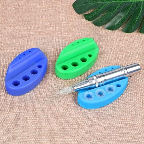 Tattoo Ink Pen Cups Stand Holder Oval Silicone 1PC Pigment Cap Soft Rack Permanent Tattoo Machine Holder Random Color Supply