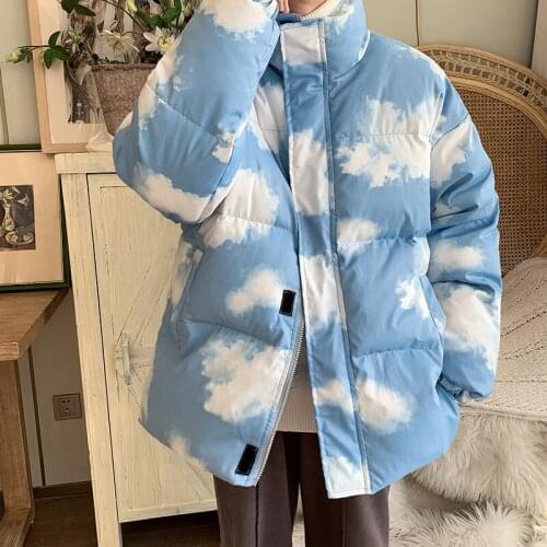 2021 Winter Jacket Mens Parka Warm Fashion Printing Casual Streetwear Coat Male Loose Korean Coat Woman Parkas New Clothes M-2XL