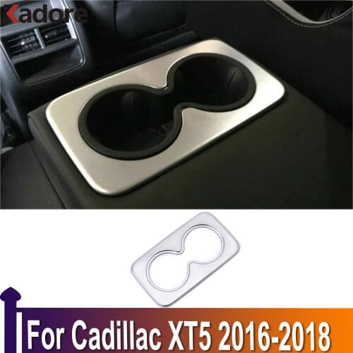 For Cadillac XT5 2016 2017 2018 ABS Matte Interior Rear Seat Water Glass Holder Cup Drink Bottle Cover Frame Car Accessories