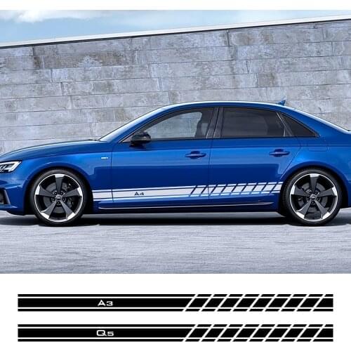 2PCS Car Door Side Skirt Stickers For Audi A4 B5 B6 B7 B8 A3 8P 8V 8L A5 A6 C6 C5 C7 A1 A7 A8 Q2 Q3 Q5 Q7 TT RS3 RS4 Accessories