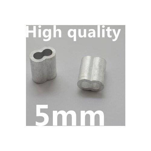2021 50 Pcs M5 5mm Aluminum Furrules Crimping Sleeve Double-hole 8 Shape Oval Clip Wire Rope Clamp Fastener Rigging Hardware