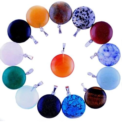 Wholesale 12pcs/lot Assorted 20mm Natural Stone Round Beads Pendants & Charms For Jewelry Making Necklace Earring Accessories