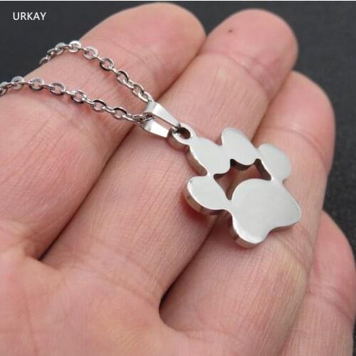 Stainless Steel Dog Paw Pendant Necklace