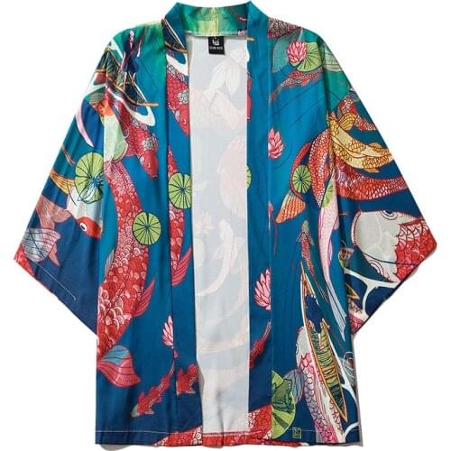 Beach Clothing Summer Carp Haori Japanese Traditional Style Kimono Jacket Men Women Cardigan Yukata Shirts Sale Shirt Blouse