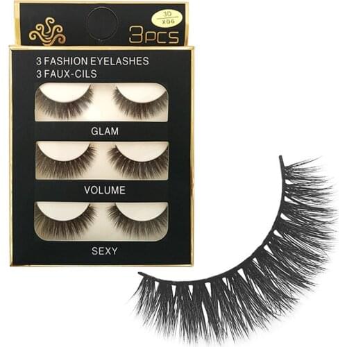 Eyelashes 3 Pairs Makeup 3D Natural Long Fake Eye Lashes Handmade Thick Black False Eyelashes Extensions 2018 Oct17
