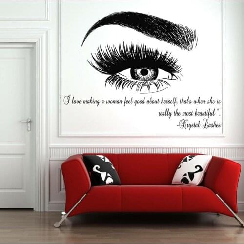 Eyelashes Lashes Eyebrows Wall Stickers Brows Beauty Salon Decor Wall Decal Sticker Eye Quote Make Up Fashion Decals D332