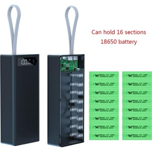 Detachable LCD Display DIY 16x18650 Battery Case Power Bank Shell External Box without Battery 5W Wireless Charging Box