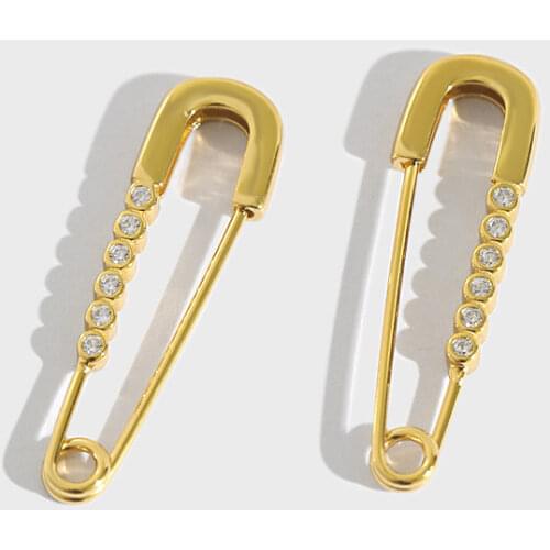 Real 925 Sterling Silver Pin With Crystal Stud Earrings For Women Fine Jewelry,Elegant Gold Color Earings Female Ear Accessories
