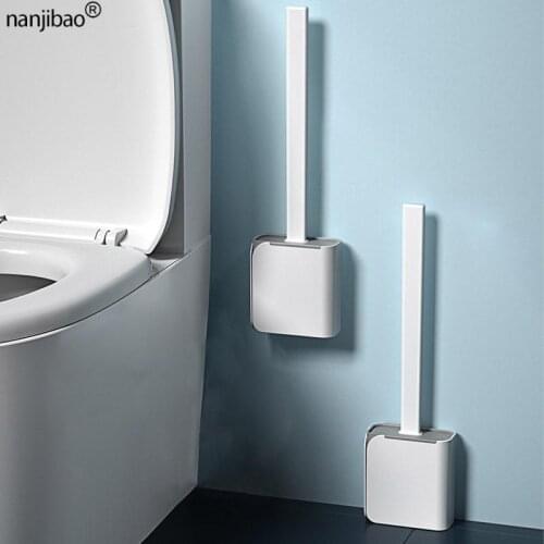 Nordic Style Household Cleaning Brush Silicone No Dead Ends Toilet Brush Wall-Mounted Narrow Slot Brush Set Bathroom Accessories