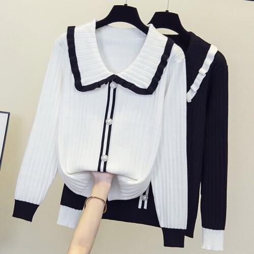 Women Winter Sweater and Pullovers Vneck Striped Vintage Knitwear Long Sleeve Oversized Pull Jumpers Winter Outwear Sweater 2021