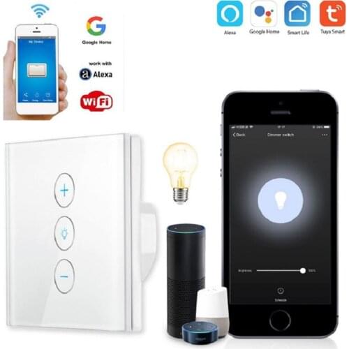 Tuya Smart switch UK/EU wifi dimmer switch remote control scree touch dimmer switch Alexa voice dimming AC110-240V