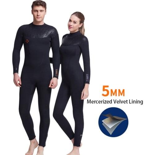 5MM Outdoor Male and Female One-piece Long-sleeved Wetsuit Black SBR Neoprene Material Winter Warm Snorkeling Surfing Suit
