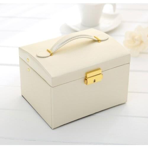 Jewlery Box PU Leather Large Capacity Jewelry Box Three-Layer Double Drawer Jewellery Box Rings Ear Studs Earrings Storage Box