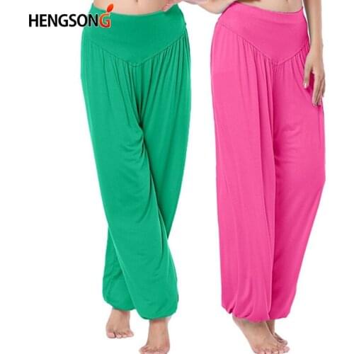 Hot Sale Women Long Pants Yoga Model Dancing Trousers Wide Belly Dance Comfy Pants 16 Colors Bloomers Sport Pants