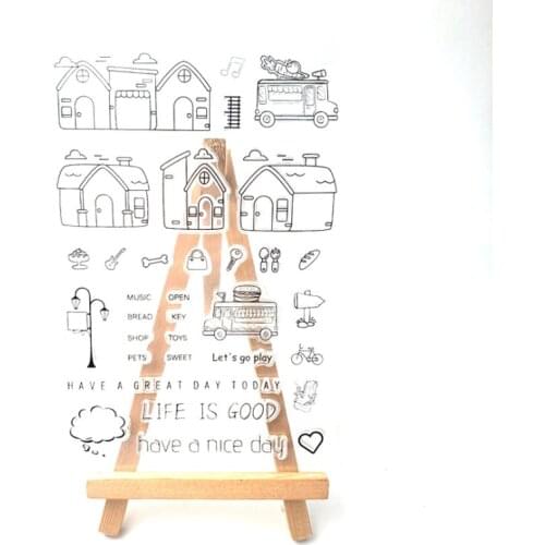 1pc Kawaii Houses Transparent Clear Silicone Stamp Seal DIY Scrapbooking Stencil Coloring Embossing Decor Office School Supplies