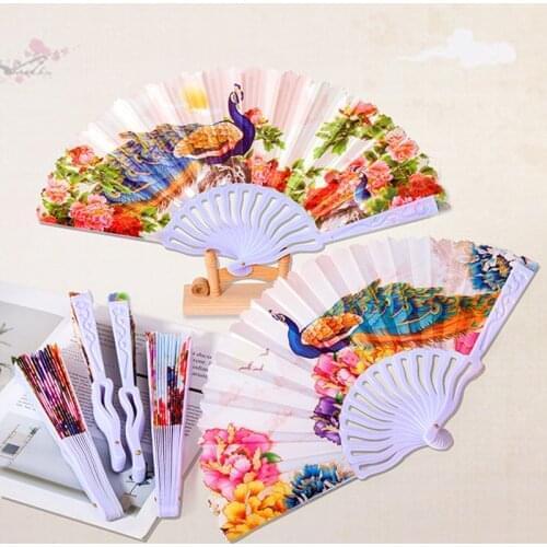 1PC Summer Rainbow Handheld Folding Fan for Wedding Party Decoration Festival Dance Performance Supplies