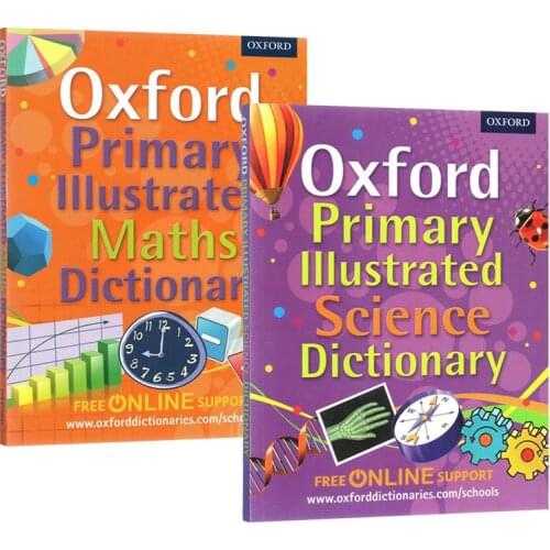 2 books/set Original Oxford Primary Illustrated Maths Science Dictionary kids English learning book tool
