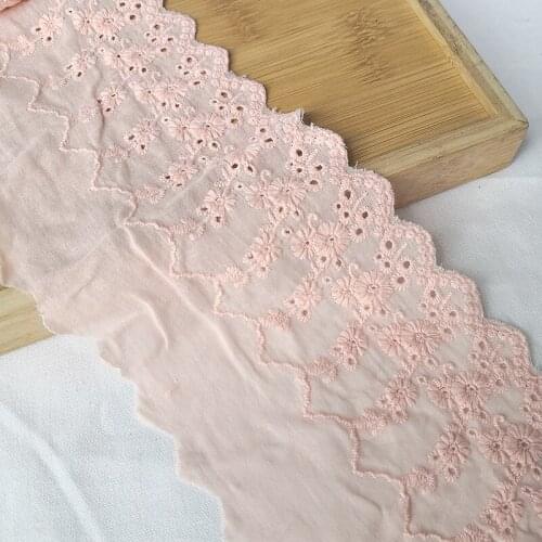 7 Yards 12cm Pink Cotton Cloth Embroidered Lace Fabric Clothing Decoration Sewing Underwear Handmade DIY Garment Needlework H60