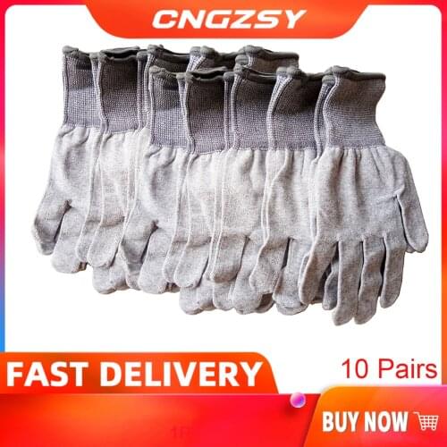 5 pairs static-free wearable tight working carbon fiber nylon gloves car wrap window tints auxiliary tools knitted gloves 5D08
