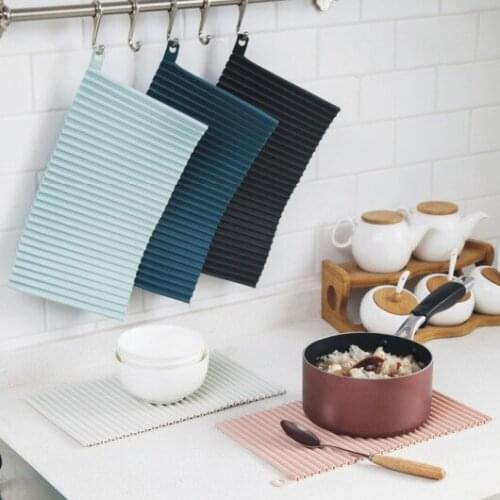 A2756 Washboard Anti-Slip Kitchen Water Draining Pad heat insulated pad placemat for dining table silicone plates