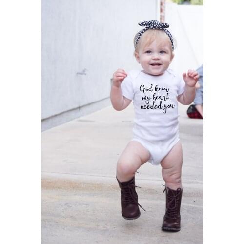 2020 Infant Onesie God Knew My Heart Needed You Letter Print Toddler Bodysuit Short Sleeve Tiny Cottons Baby Summer Clothes