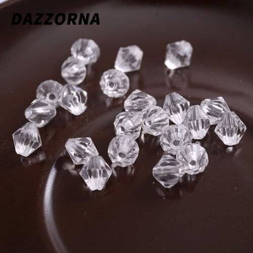 Hot 10-200Pcs/Pack 4-16mm Transparent Diamond Shape Loose Spacer Beads With Hole Acrylic Beads For Jewelry Makeing Diy Handmade