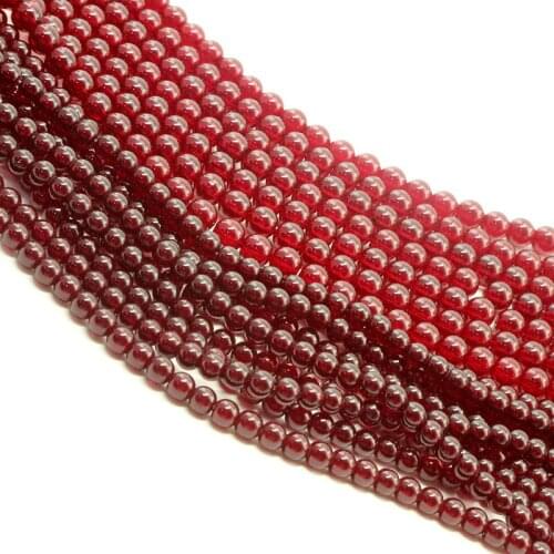 1 Strand Faux Garnet Glasses Beads 4mm 6mm 8mm Round Wine Red Glasses Spacer Beads for Handmade DIY Bracelet Jewelry Making
