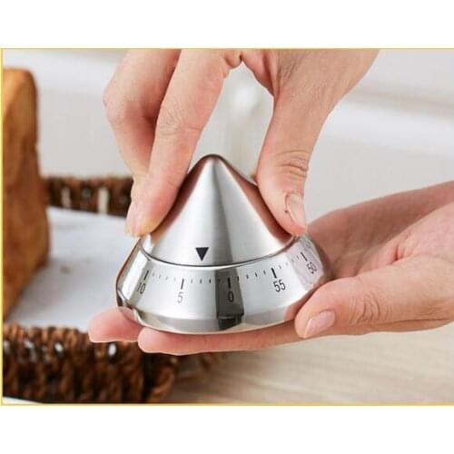 New Creative Stainless Steel Conical Style Kitchen Mech Timer Countdwon Dial Timing Controller Alarm Minutur Clock Free Shipping