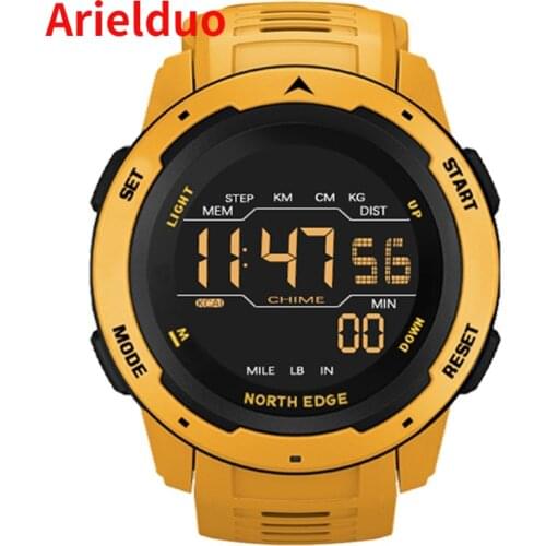 New Products Mens Digital Watch Mens Sports Watch Dual Time Pedometer Alarm Clock Waterproof 50M Digital Watch Military Clock