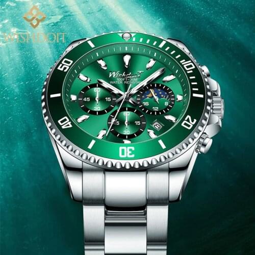 WISHDOIT 2021 New Leisure Sports Outdoor Mens Quartz Watch Waterproof Luminous Chronograph Stainless Steel Mens Hand Watch