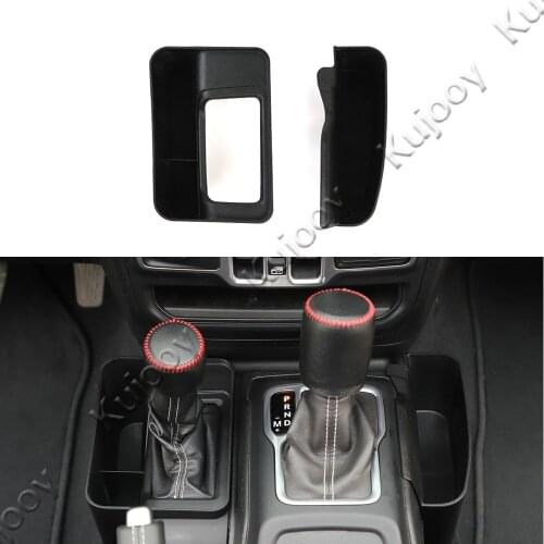 Black ABS Gear Box Storage Box Organizer Case Decorative Cover Trim for Jeep Wrangler JL 2018