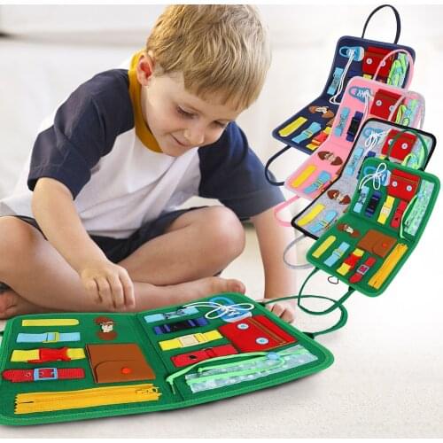 Baby Busy Board Buckle Training Sensory Toys For Toddlers Ntelligence Development Learning Activities Motor Skill Montessori Toy