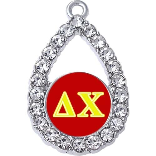 Double Nose Metal Inlaid Poster Delta Chi Greek Letters Charms Pendants College Associations Sorority Jewelry For Memory Gifts