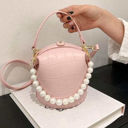 Elegant Female Pearl Tote Bucket bag 2021 New High Quality Crocodile Women Designer Handbag Shoulder Messenger Bag Purses BG1789