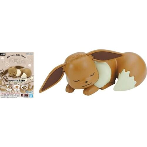 Bandai Pokemon Figures PLAMO Sleeping Posture Eevee Anime Figure Original Model Action Toy Figure Collection Toys for Children
