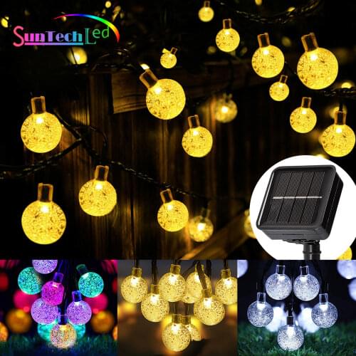 Crystal Solar String Lights, Super Bright Solar Lights Outdoor, 8 Lighting Modes Solar Powered Lights for Christmas Party Decor