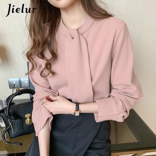 Jielur Stand-up Collar Blouses