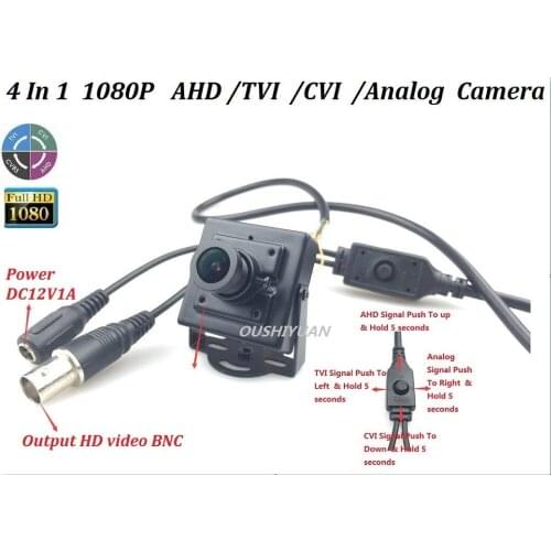 CCTV HD-AHD/TVI/CVI/CVBS 2.0MP HD 1080P Lens 3.6mm OSD Menu 2.0MP Mini Box 4 in1 Camera