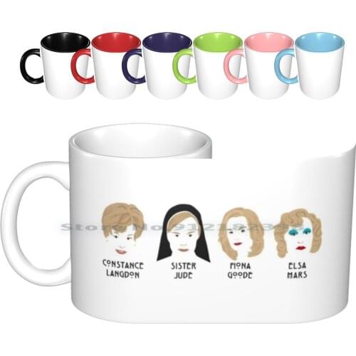 The Faces Of Lange Ceramic Mugs Coffee Cups Milk Tea Mug Ahs Lange Constance Langdon Sister Jude Fiona Goode Elsa Murder House