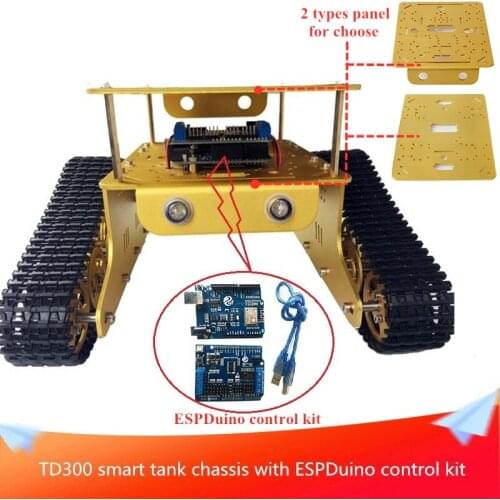 With ESPDuino Control Kit TD300 Double Layer Smart Tank Chassis Car with Lights DIY RC Toy for Arduino Free Source Code & Manual
