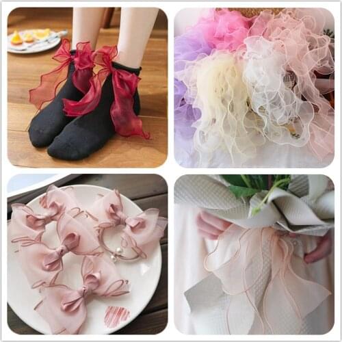 Frill Lace Edge Trim Organza Pleated Ribbon Bow Band Fabric DIY Sewing Decor